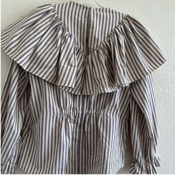 Alexa Chung Striped Long Sleeve Ruffle Top - Picture 4 of 8